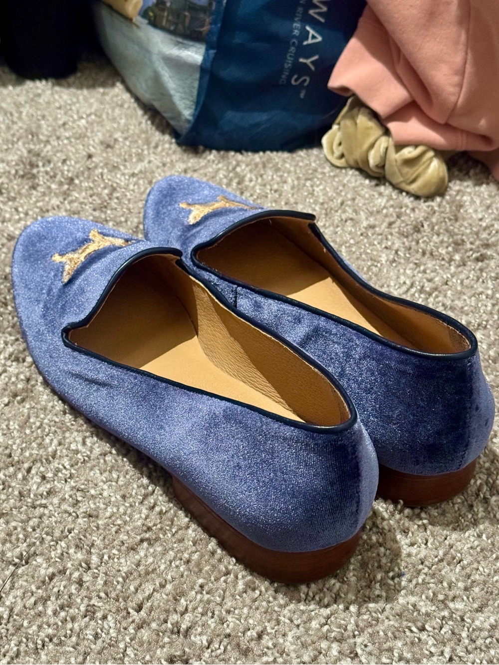 Jack Rogers Golden Retriever Velvet Loafers Blue Size 9 - Great Condition - Picture 3 of 6